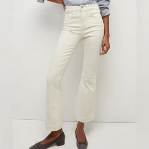 Veronica Beard Carson Ankle Flare High Rise Jeans Women's Size 26 Ecru Luxury